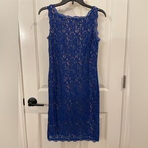 Adrianna Papell Royal Blue Lace Overlay Sheath Dress